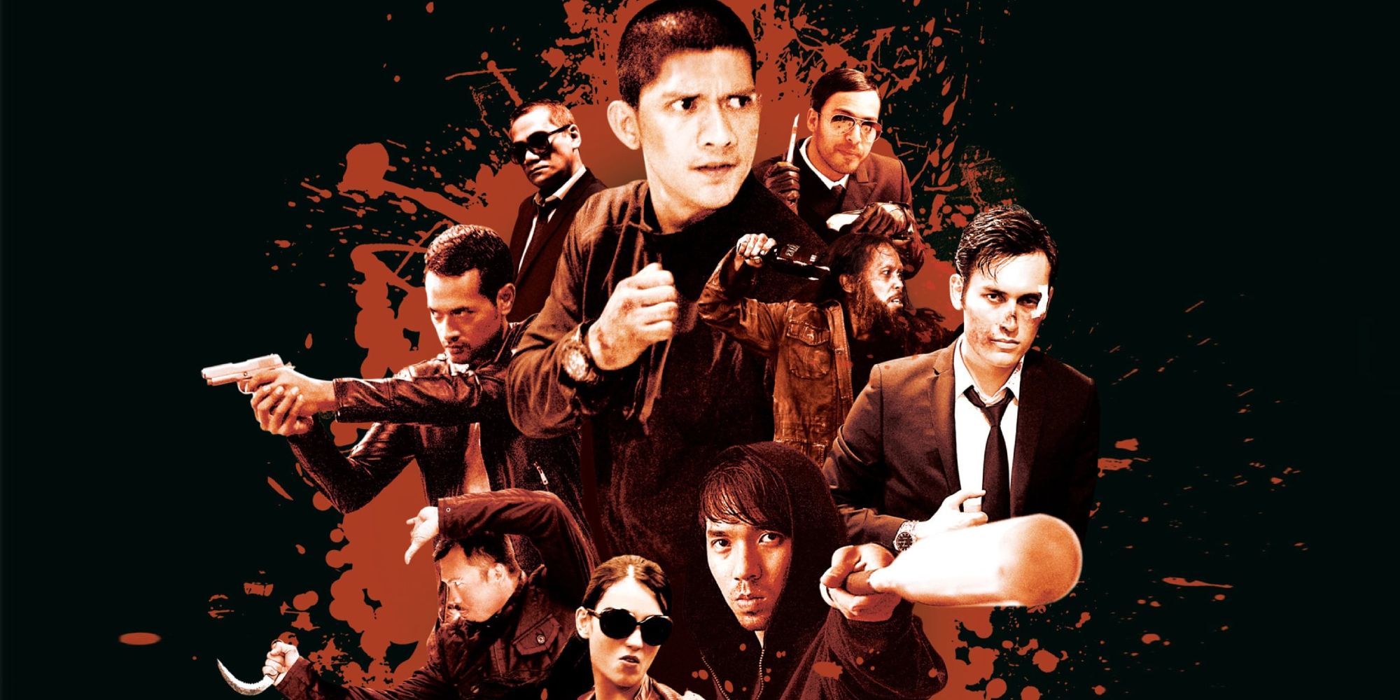 Cast posing and combined into a poster for The Raid 2.
