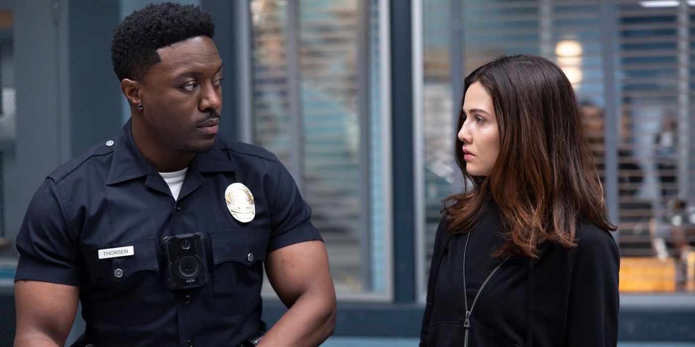 Aaron Thorsen and Dr. Blair London in Season 6 of &lsquo;The Rookie&rsquo;.