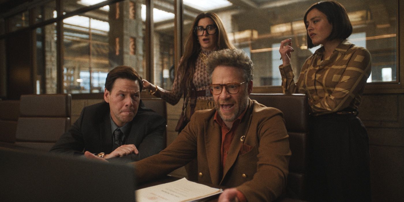 Ike Barinholtz, Kathryn Hahn, Seth Rogen, and Chase Sui Wonders in The Studio