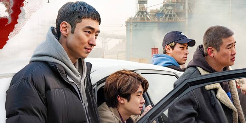 Ensemble cast of Time to Hunt standing side by side