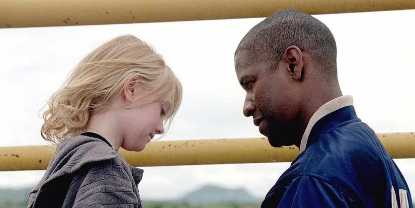 Denzel Washington talking to a very young Dakota Fanning in Man on Fire