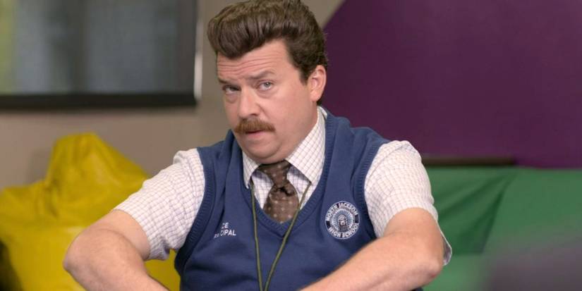 Neal Gamby on a bean bag chair in Vice Principals