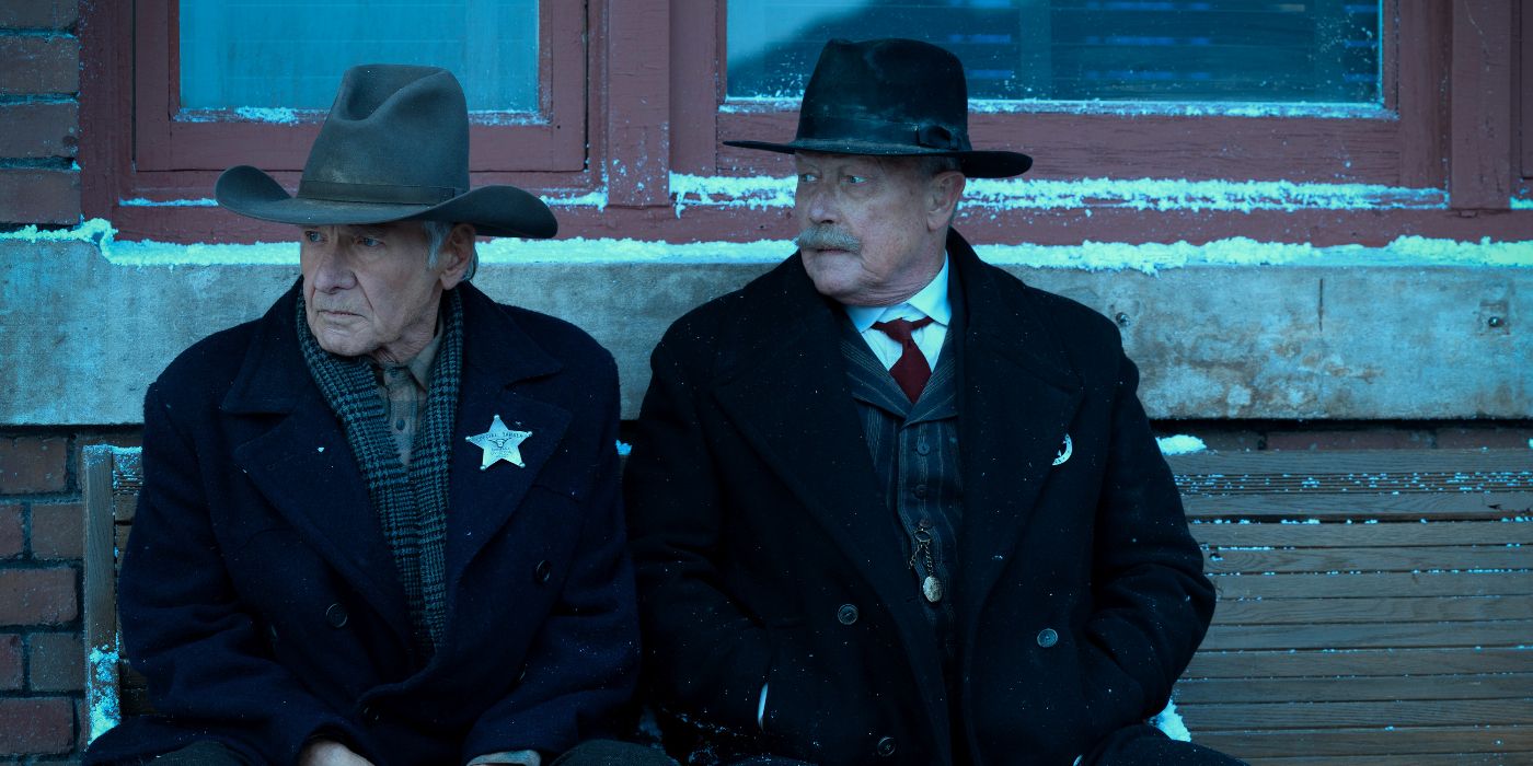 Harrison Ford and Robert Patrick waiting at the train station