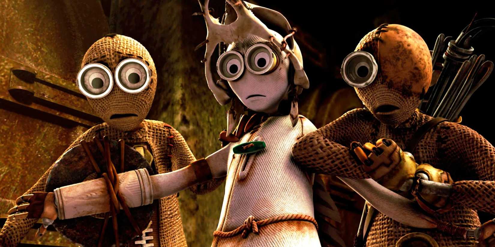 The main character looks worried, standing between two others as they look down at something in 9.