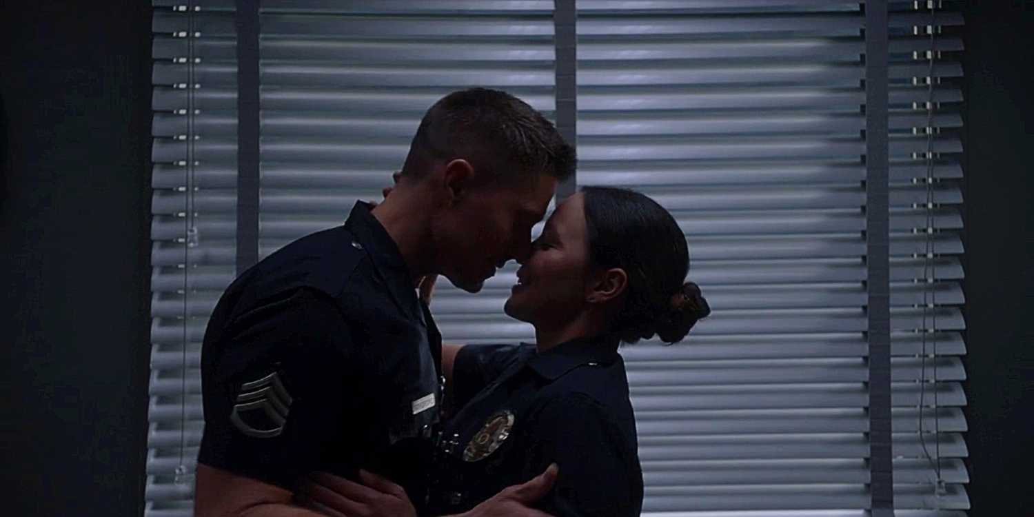Tim Bradford and Lucy Chen kissing in The Rookie Season 7