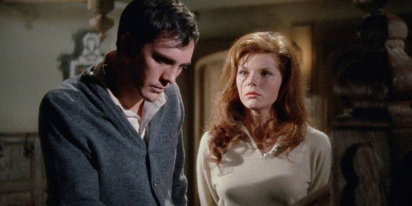 Terrance Stamp as Freddie Clegg and Samantha Eggar as Miranda Grey looking serious in The Collector, 1965.