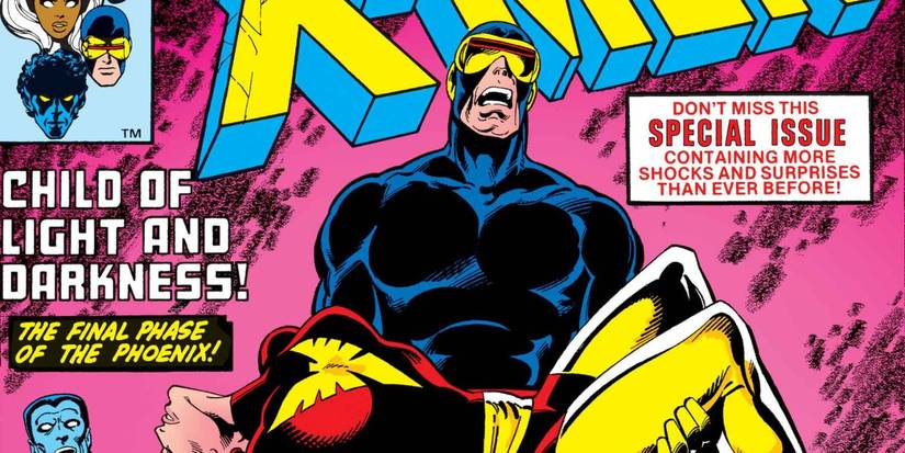 Cyclops distraught while holding Jean Grey in Marvel Comics