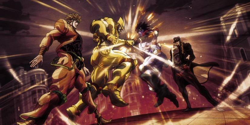 Jotaro and Dio's stands clashing in Jojo's Bizarre Adventure