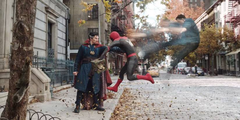 Doctor Strange hitting Spider-Man's soul out of him in Spider-Man: No Way Home.