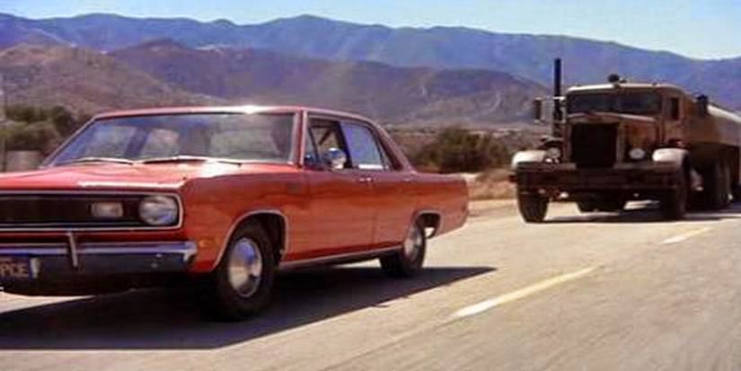 A semi truck chases after a car in 'Duel'