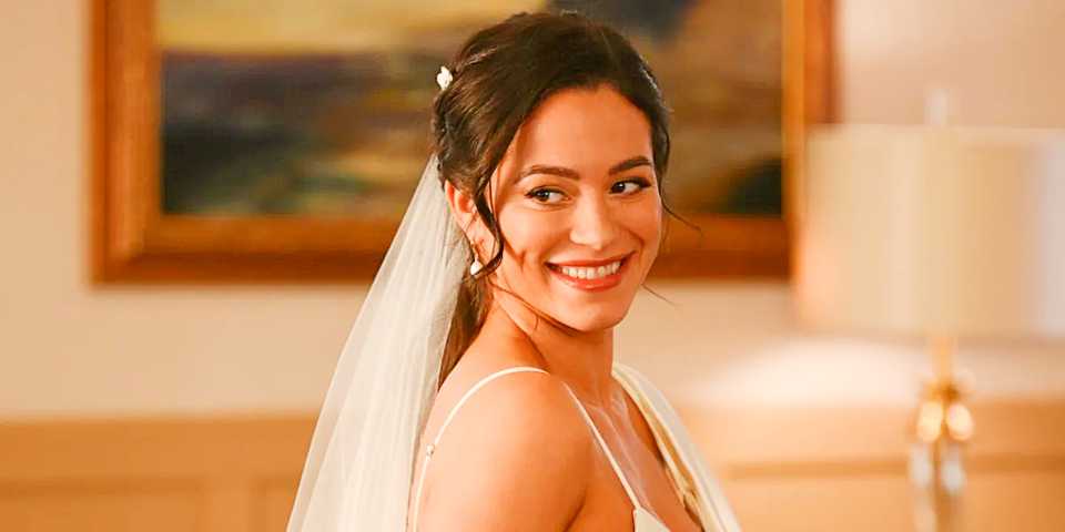 Gabriela Perez smiling while wearing her wedding dress in the Season 2 finale of Fire Country