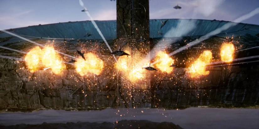 Image from the final battle scene from 'Independence Day' (1996).