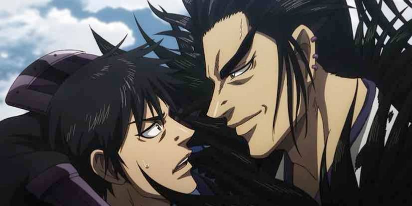 Kan Ki staring at a worried Xin in Kingdom