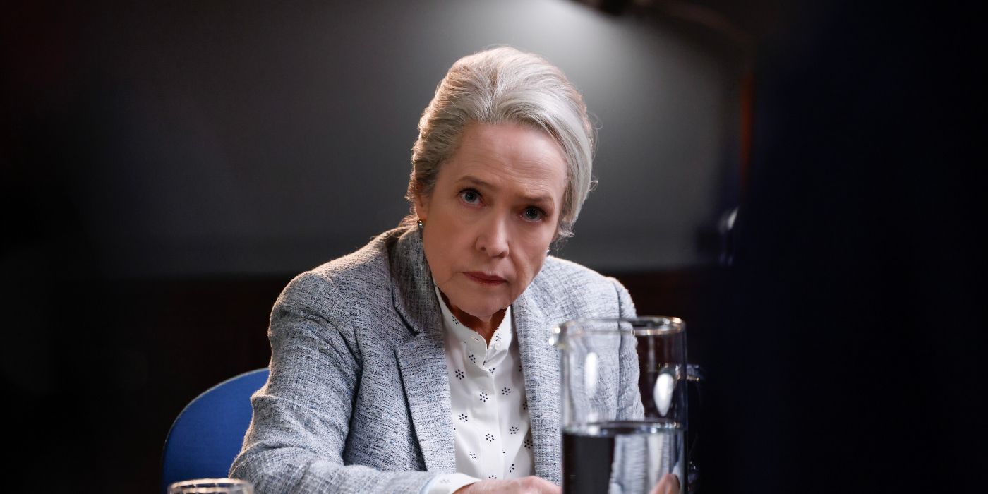Kathy Bates stares down the camera in an interrogation room in Matlock Episode 17