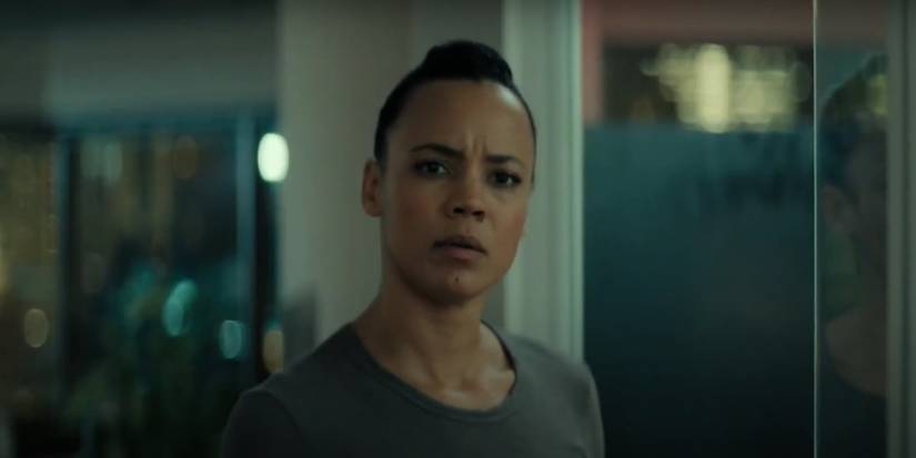 Frances Neagley (Maria Sten) in the Office Fight Scene in Season 3, Episode 6 of 'Reacher.'