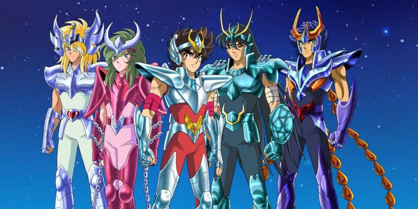 Saint Seiya characters standing in line