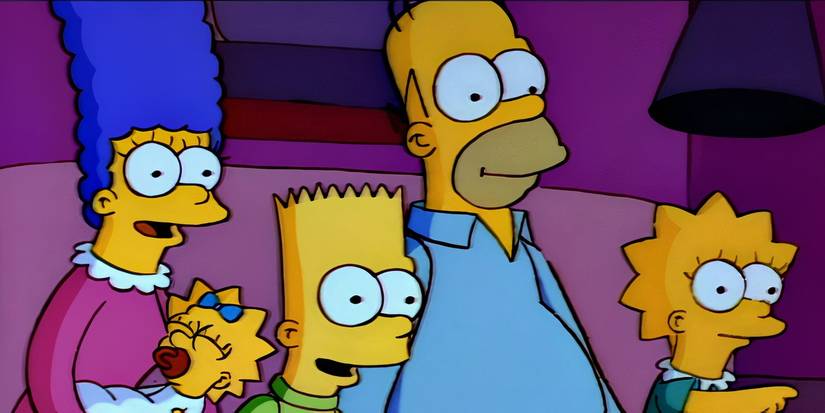 The Simpson family watches in excitement as their commercial appears on late night television in "Mr.Plow".