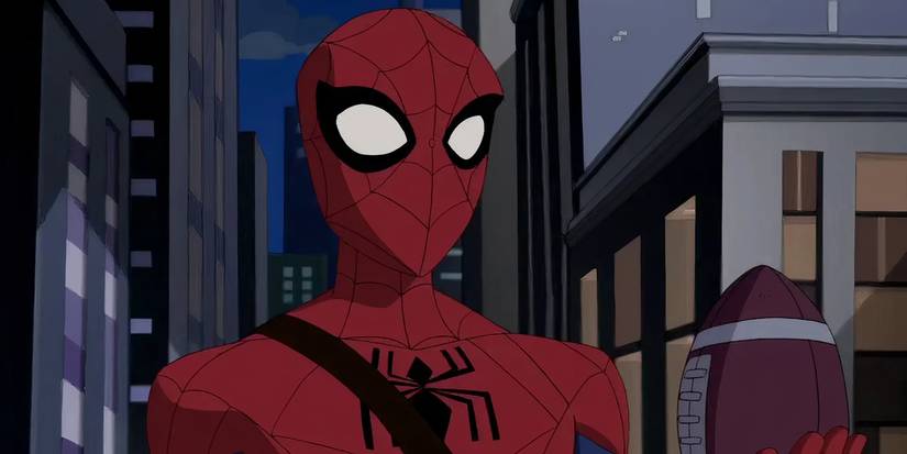 Spider-Man holding a football in The Spectacular Spider-Man