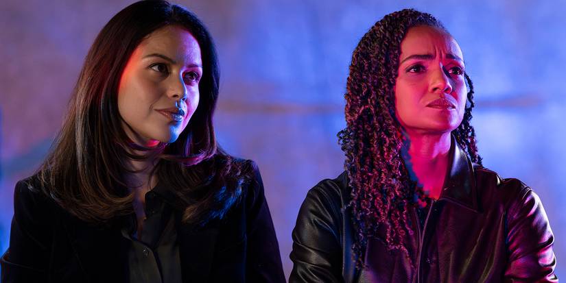 Alyssa Diaz and Mekia Cox standing side by side at night in The Rookie