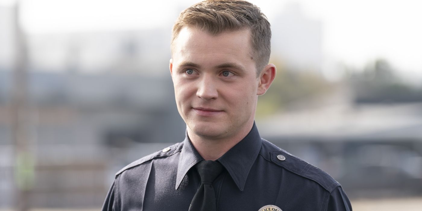 Seth (Patrick Keleher) in a police uniform in Season 7 of &lsquo;The Rookie&rsquo;