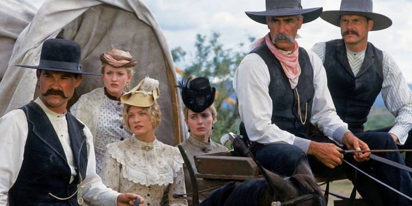 The Earp family riding a carriage in Tombstone