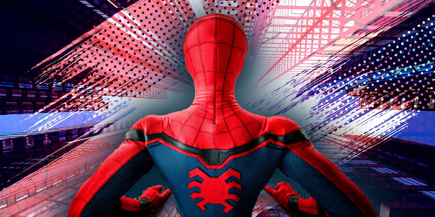 Spider-Man with his back to the camera