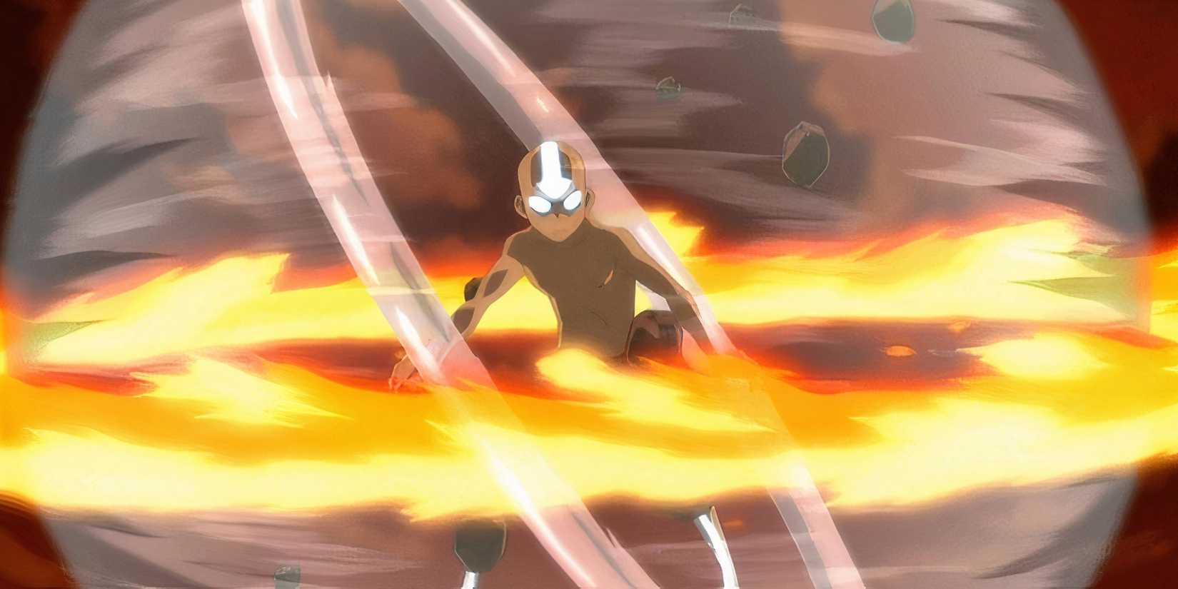 Aang in Avatar: The Last Airbender Season 3, Episode 21, "Sozin's Comet, Part 4: Avatar Aang" (2008).