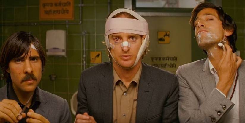 The Whitman brothers shave using the same bathroom mirror in The Darjeeling Limited.
