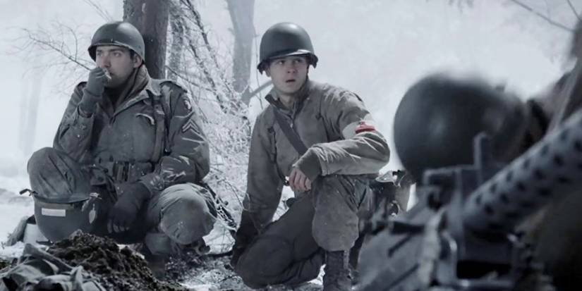 Eugene Roe (Shane Taylor) scrounging for medical supplies during the Battle of the Bulge in 'Band of Brothers.'