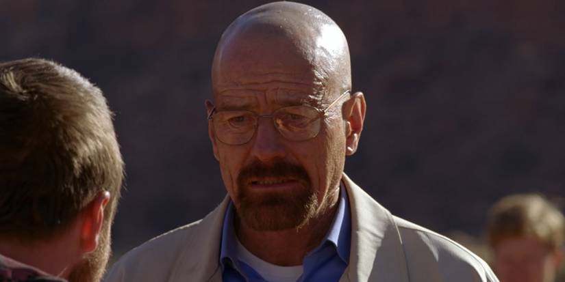 Walter White faces Jesse and looks emotional in Breaking Bad.