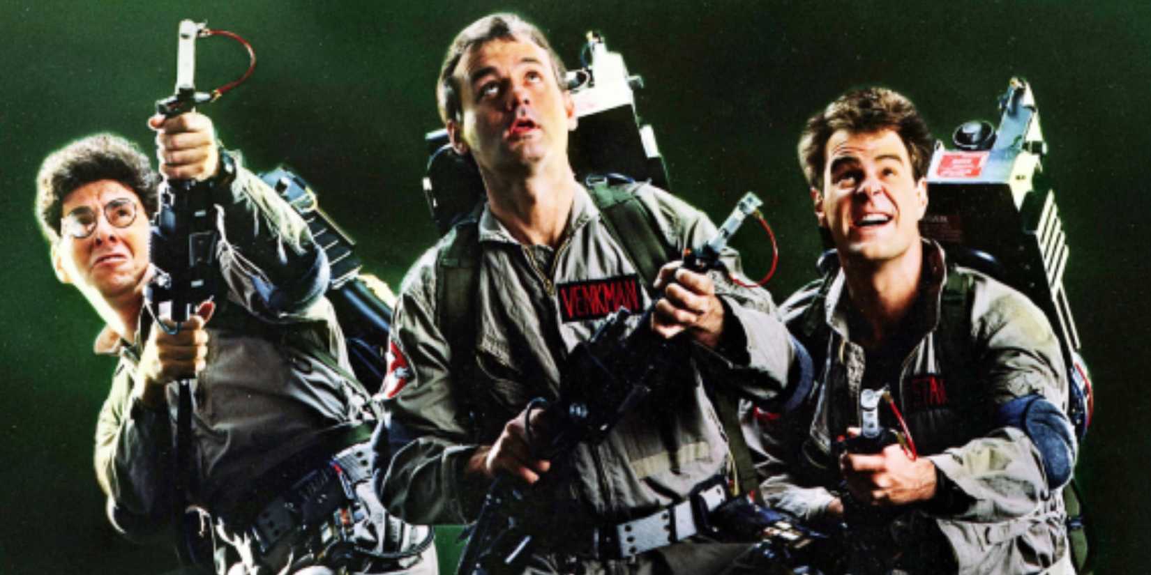 Harold Ramis, Bill Murray, and Dan Aykroyd in the poster for Ghostbusters