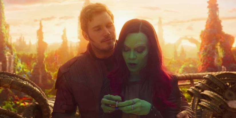 Peter Quill (Chris Pratt) and Gamora (Zoe Saldana) in 'Guardians of the Galaxy Vol. 2'