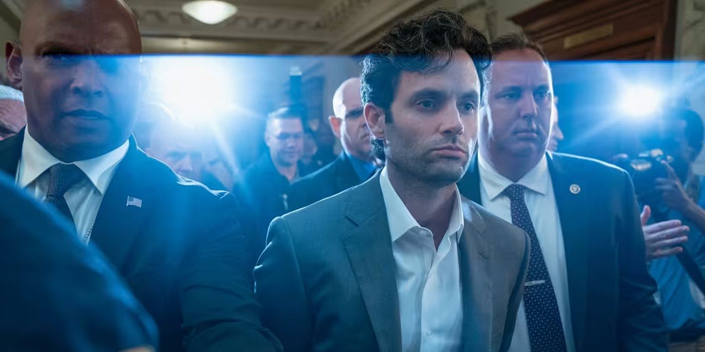 Penn Badgley as Joe Goldberg getting arrested in the You series finale.