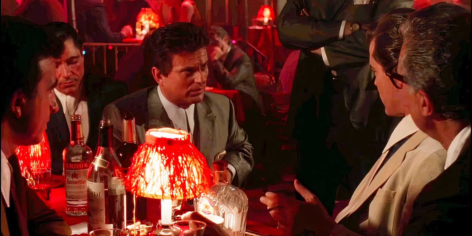 Joe Pesci as Tommy DeVito talking to Henry Hill at a bar in Goodfellas. 