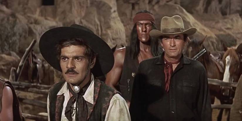 Gregory Peck, Omar Sharif, and Ted Cassidy in Mackenna's Gold