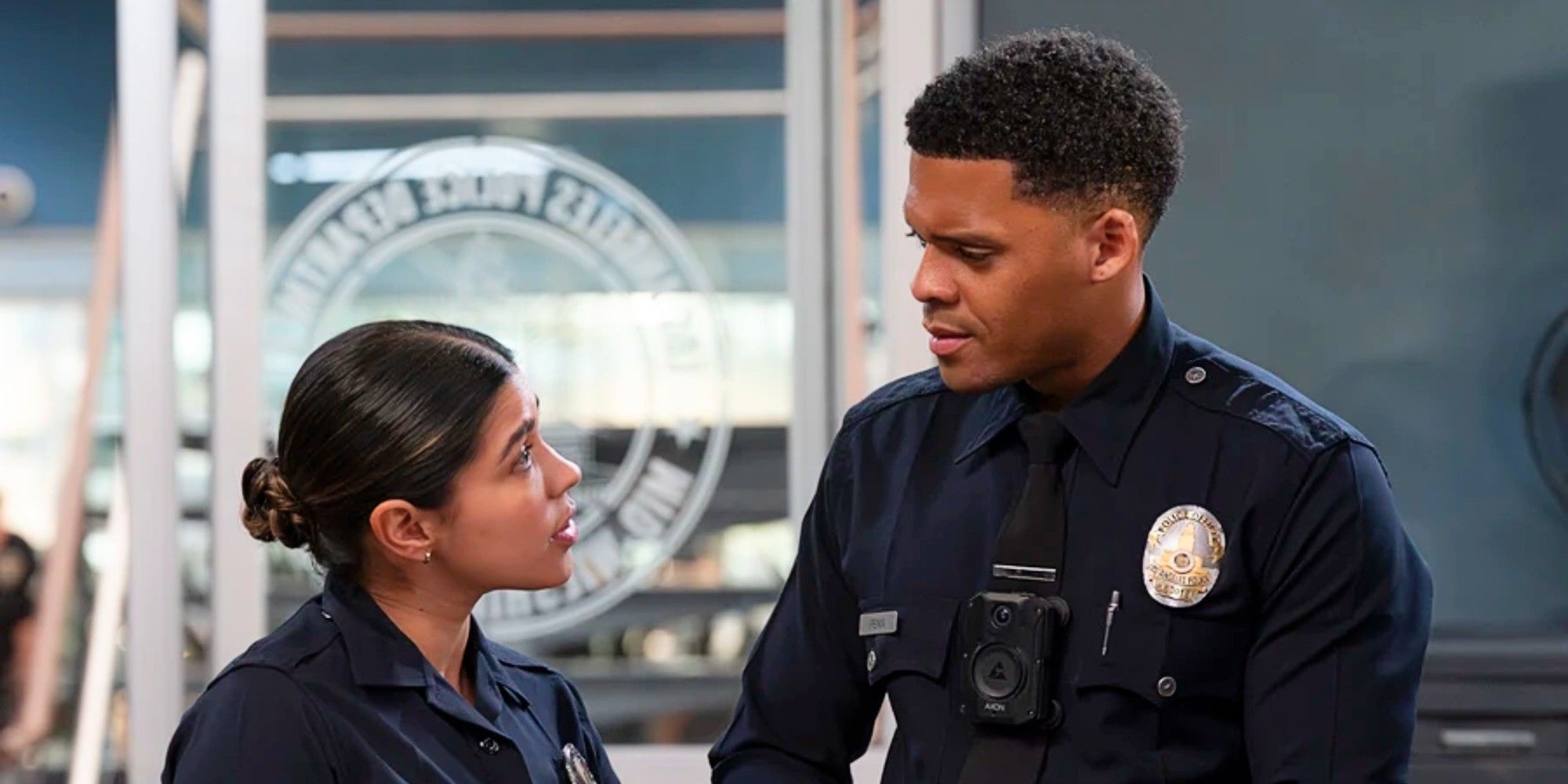 Celina Juarez and Miles Penn talking to each other in the Season 7 finale of The Rookie