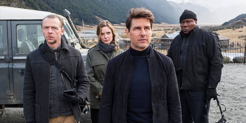 The Fallout-era IMF team: Benji Dunn, Ilsa Faust, Ethan Hunt, and Luther Stickell in Mission Impossible.