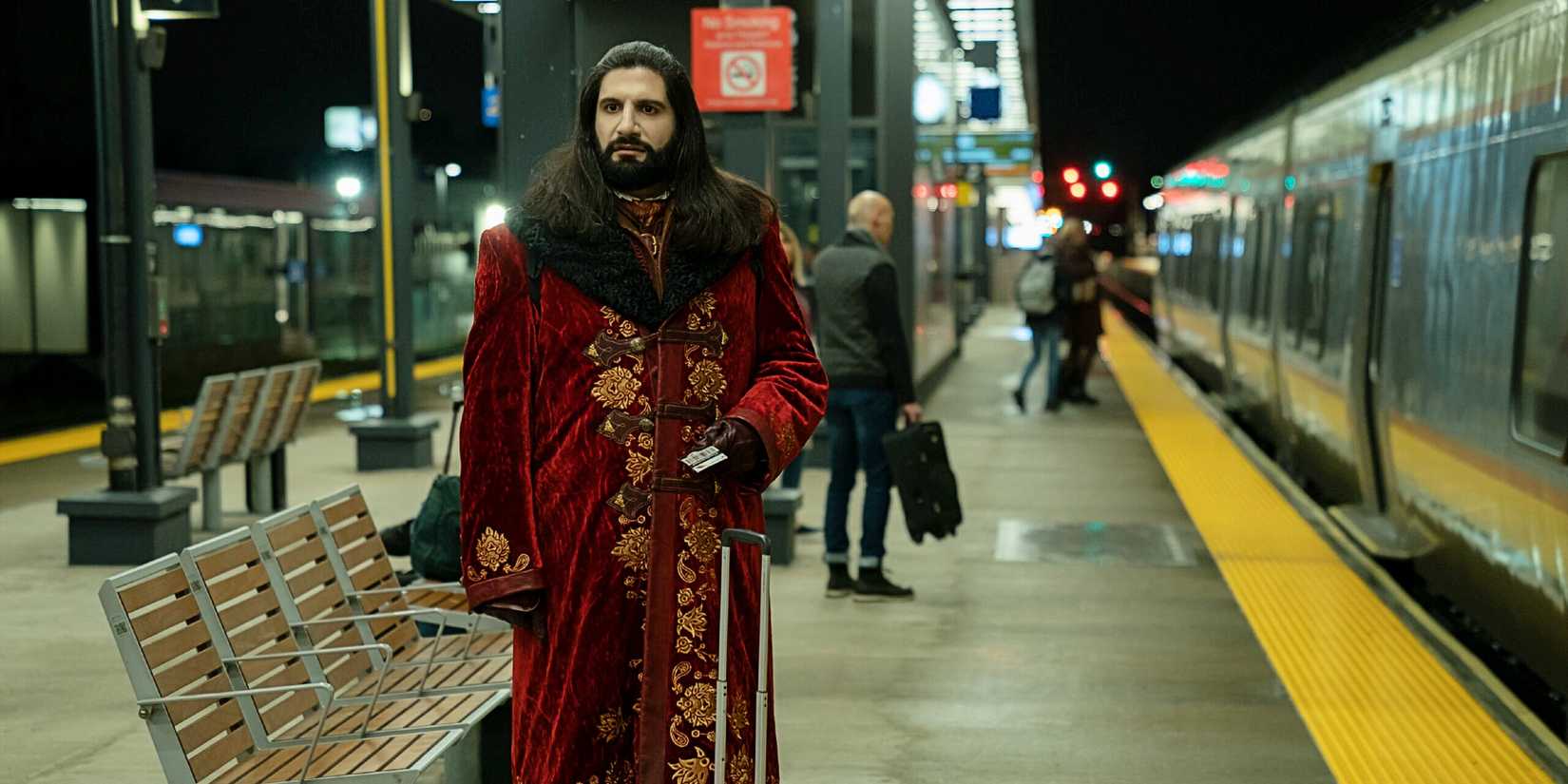 Nandor the Relentless waiting alone at the train station in the Season 3 finale of What We Do in the Shadows.