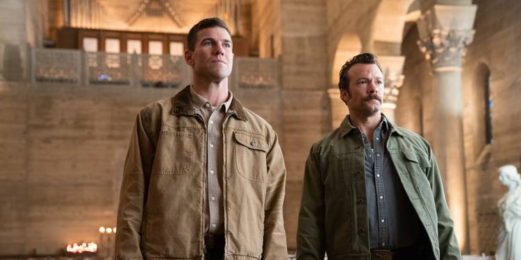 Austin Stowell as young Gibbs and Kyle Schmid as young Franks in NCIS: Origins.