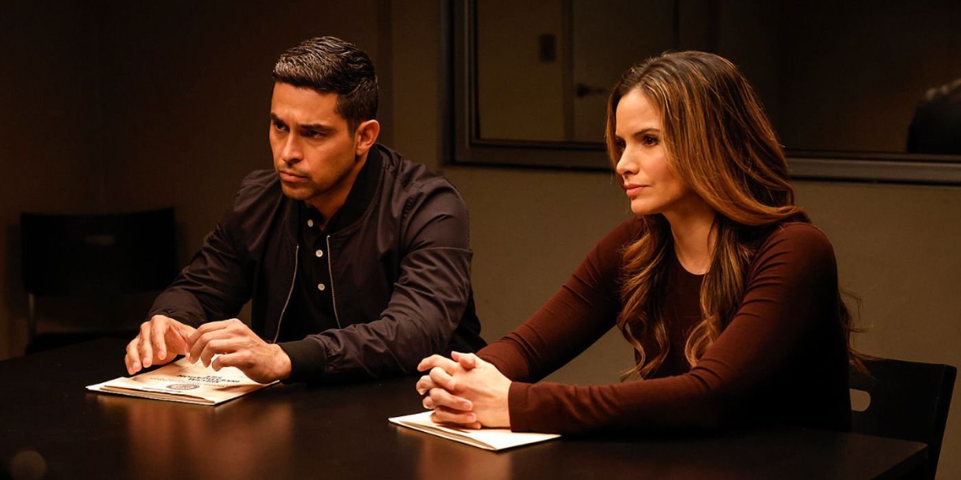 Katrina Law as Knight and Wilmer Valderrama as Torres in an interview in 'NCIS' Season 22 finale.