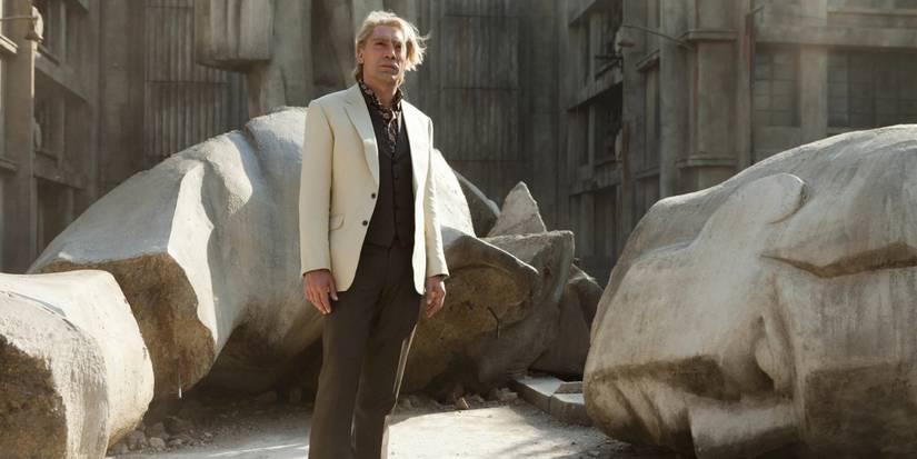 Raoul Silva standing in a wrecked space in Skyfall (2012)