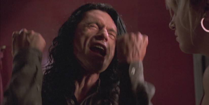 Tommy Wiseau screaming in pain in The Room