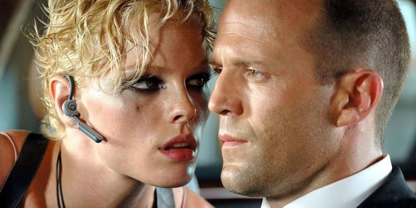 Kate Nauta as Lola cose to Jason Statham as Frank Martin's face in Transporter 2.