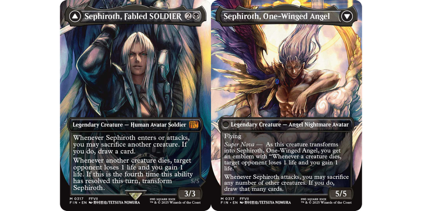 final fantasy mtg cards sephiroth Sephiroth, the Savior target opponent loses 1 life and you gain 1 life One of 'Final Fantasy's Most