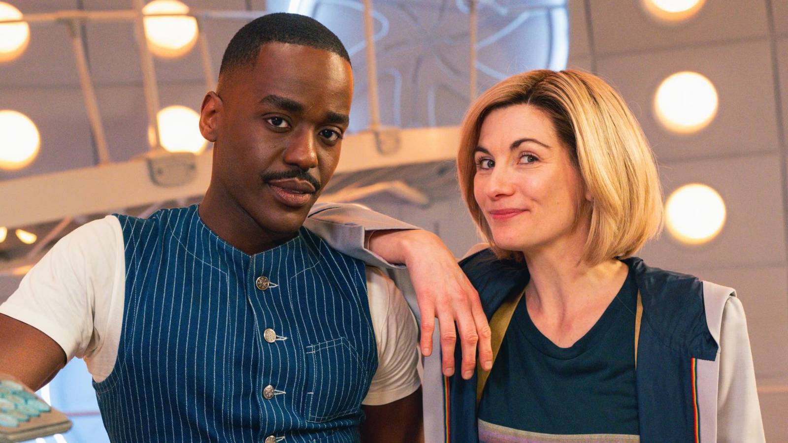 Ncuti Gatwa as the Fifteenth Doctor and Jodie Whittaker as the Thirteenth pose together for Doctor Who.