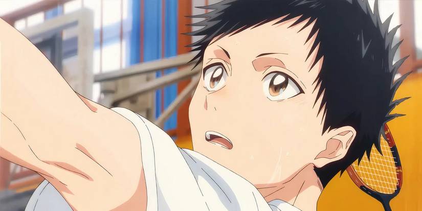 Taiki from Blue Box serving in badminton