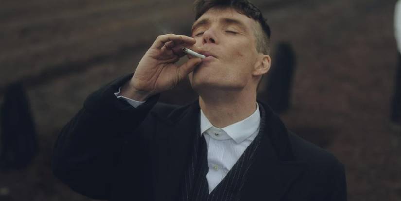 Cillian Murphy, smoking a cigarette, as Tommy Shelby in 'Peaky Blinders' Season 2, Episode 6