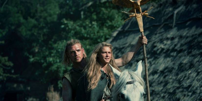David Schütter as Folkwin, Jeanne Goursaud as Thusnelda in Barbarians
