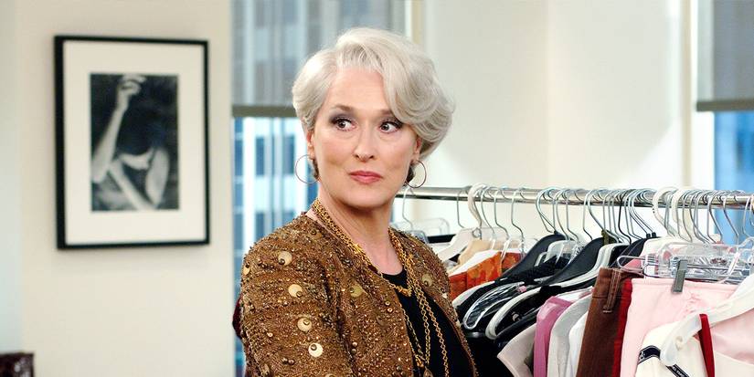 Miranda Priestly at her office turning around to face someone in The Devil Wears Prada