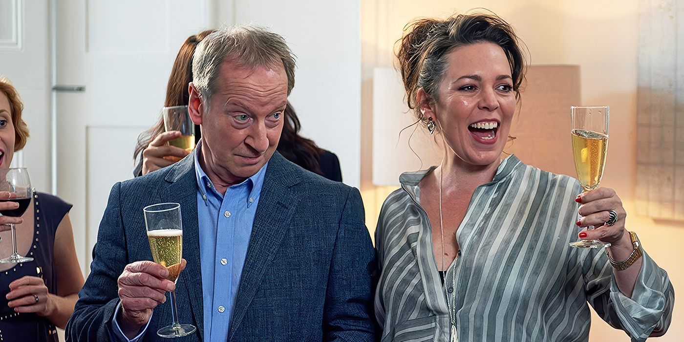 Bill Patterson and Olivia Colman drinking in Fleabag